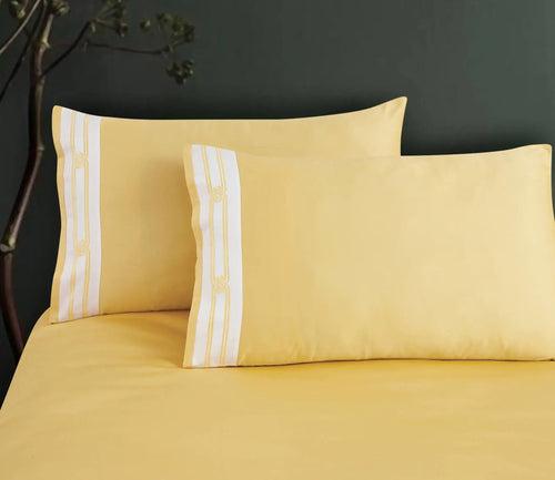 Malako Vivid Embroidered Yellow 500 TC 100% Cotton King Size 5 Piece Duvet Cover Set