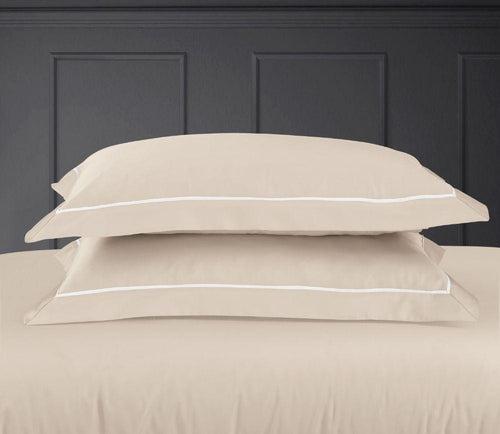 Petal Soft Vivid Light Beige Plain King Size 100% Cotton Bed Sheet Set