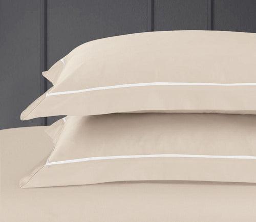 Petal Soft Vivid Light Beige Plain King Size 100% Cotton Bed Sheet Set