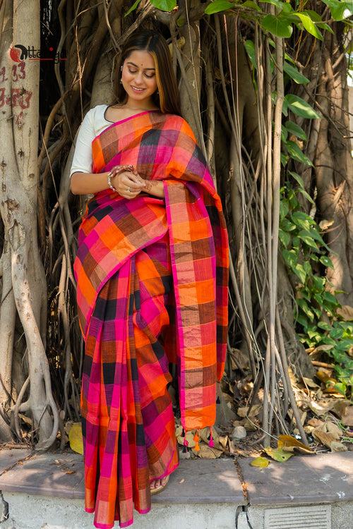 Abha golap linen saree