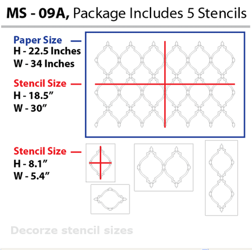 Moroccan stencil design for wall, MS-09