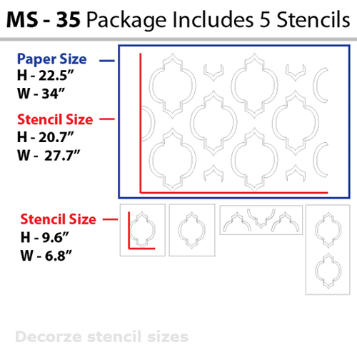 Moroccan Decorative wall stencil, MS-35