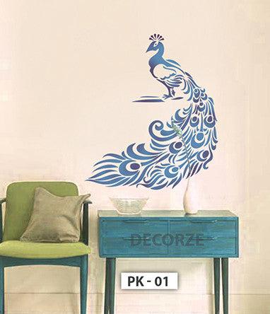 Peacock Stencil Customize Sizes