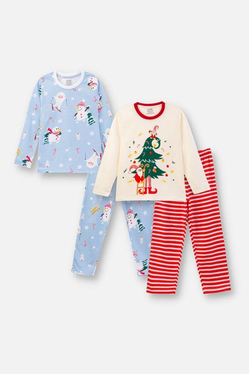 Snowman and Elves Pajama Sets Pack of 2