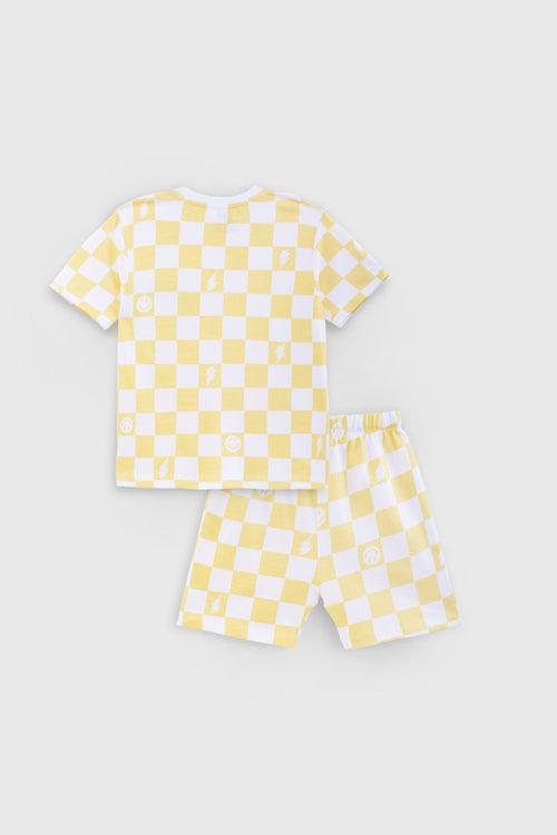 Bolt Smiley Checkered Shorts Set