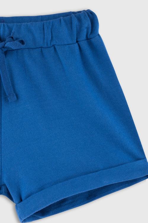 Blue and Ecru Melange Girls Shorts Pack of 2