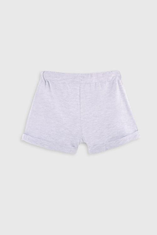 Teal and Ecru Melange Girls Shorts Pack of 2