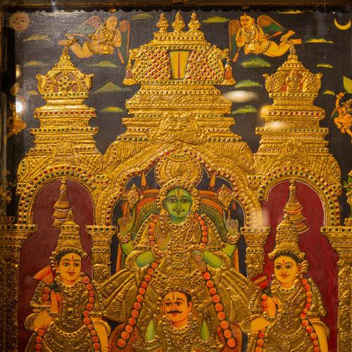 Garuda Seva Vishnu Tanjore Painiting