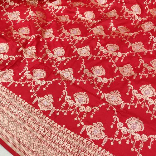 Red Colour Katan Silk Handwoven Banarasi Saree