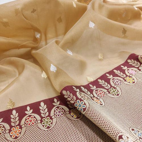 Pure Kora Silk Handwoven Banarasi Saree