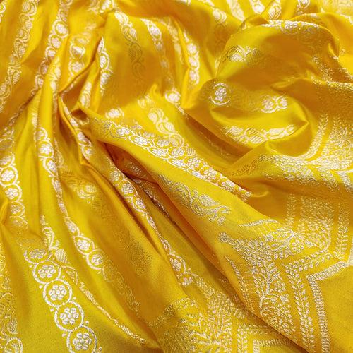 Yellow Colour Katan Silk Handwoven Banarasi Saree