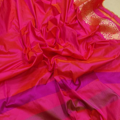 Magenta Colour Katan Silk Handwoven Banarasi Saree