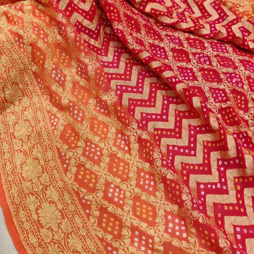 Orange Color Banarasi Handwoven Bandhani Saree