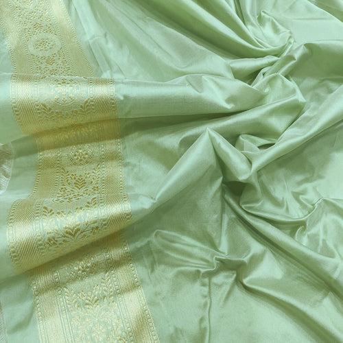 Pastel Color Pure Katan Silk Handwoven Banarasi Saree