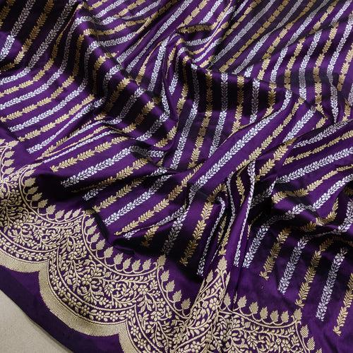 Purple Color Pure Katan Silk Handwoven Banarasi Saree