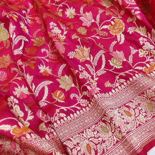 Pink Color Pure Katan Silk Handwoven Banarasi Saree