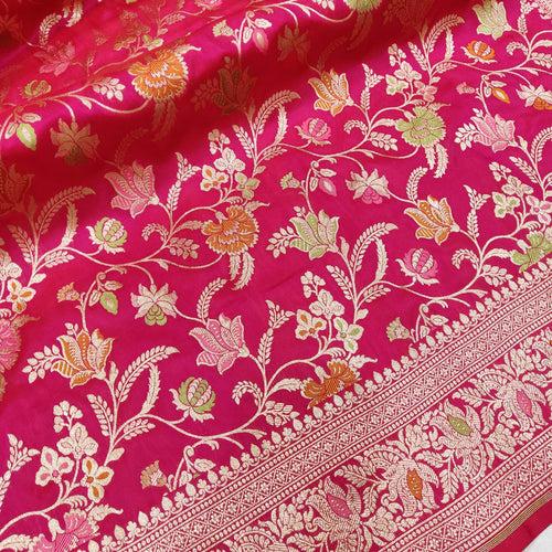 Pink Color Pure Katan Silk Handwoven Banarasi Saree