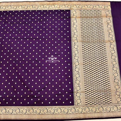 Deep Purple Katan Silk Jungla Handloom Saree