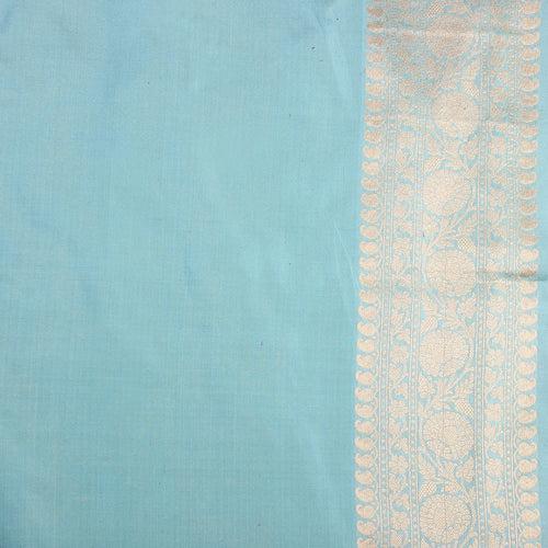 Powder Blue Colour Katan Silk Handwoven Banarasi Saree