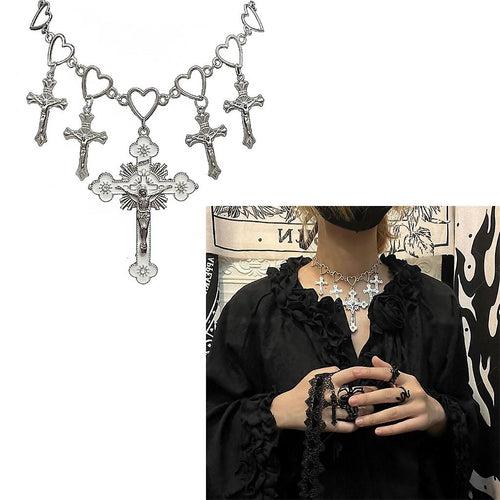 Hollow Heart Cross Necklaces