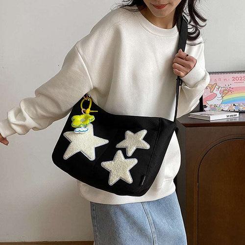 Large Hobo Bag Star Decor With Flower Bag Charm