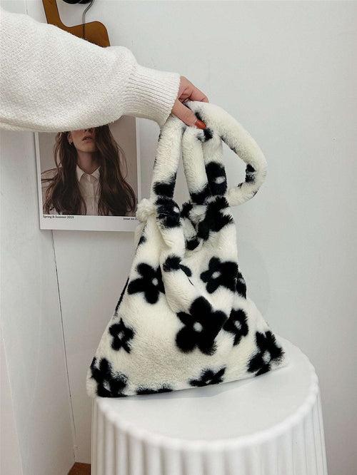 Floral Pattern Fuzzy Bag