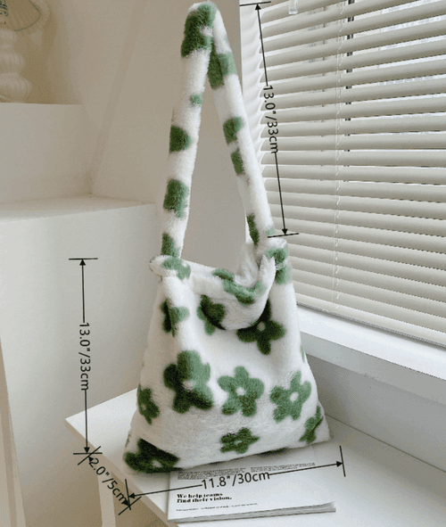 Floral Pattern Fuzzy Bag