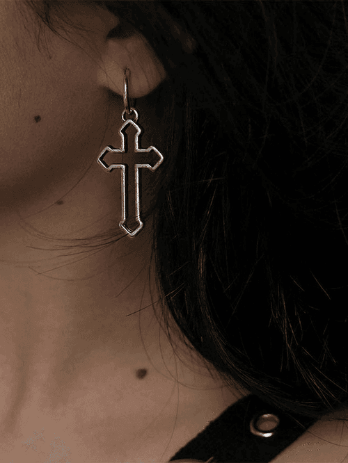 Cutout Cross Drop Earring