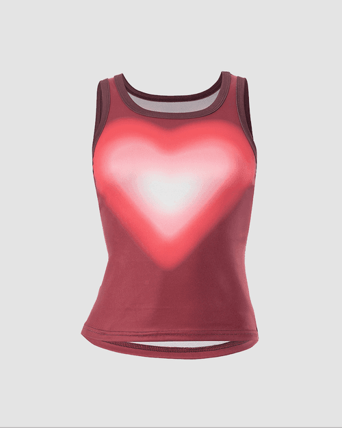 Heart Print Slim Tank Top