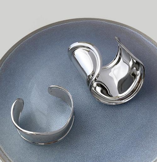 Wave Cuff Silver Bangles