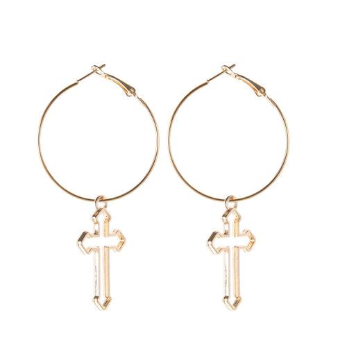 Cutout Cross Drop Earring