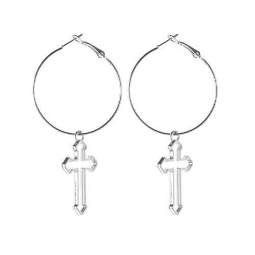 Cutout Cross Drop Earring