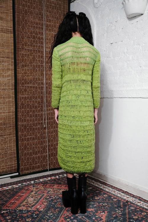 COIL HAND KNITTED DRESS IN LIME