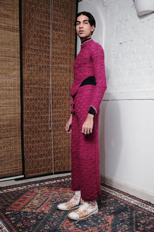 KNOT TIE LOOP PANTS IN MAGENTA