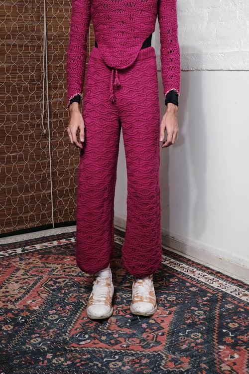 KNOT TIE LOOP PANTS IN MAGENTA