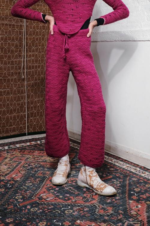 KNOT TIE LOOP PANTS IN MAGENTA