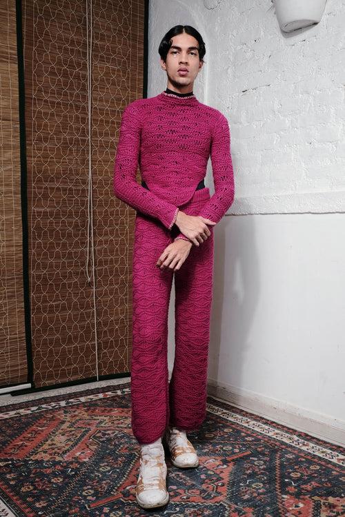 KNOT TIE LOOP PANTS IN MAGENTA