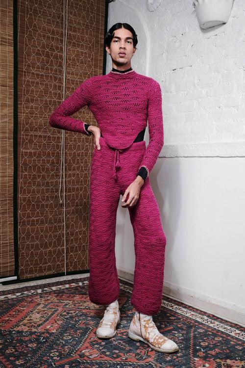 KNOT TIE LOOP PANTS IN MAGENTA