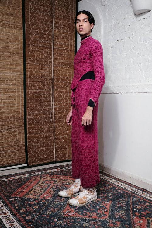 KNOT TIE LOOP PANTS IN MAGENTA