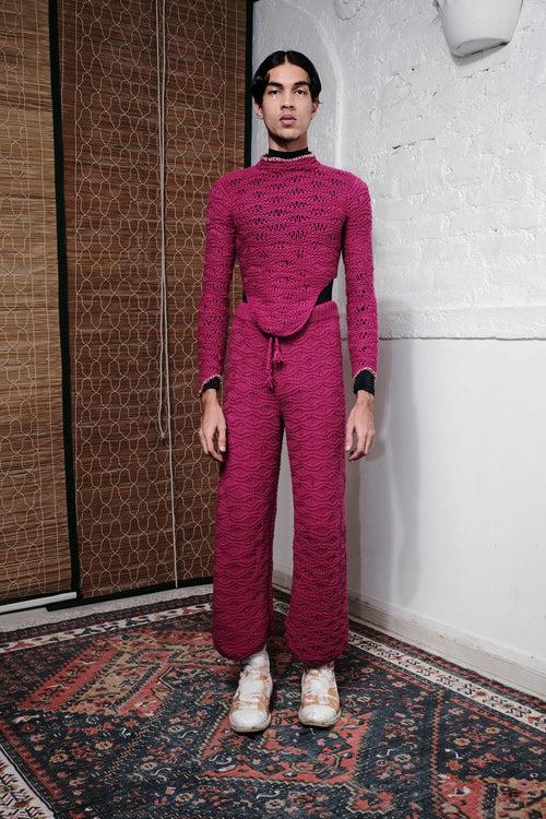 KNOT TIE LOOP PANTS IN MAGENTA