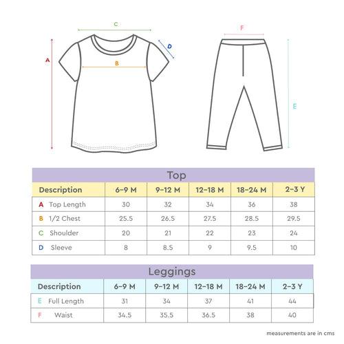 100% Cotton Half Sleeve Girl T-shirt with Leggings, Multicolor