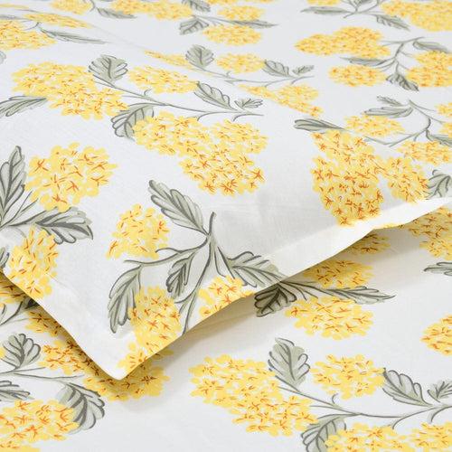 Hydrangea Yellow 100% Cotton Double Size Bedsheet, 186 TC