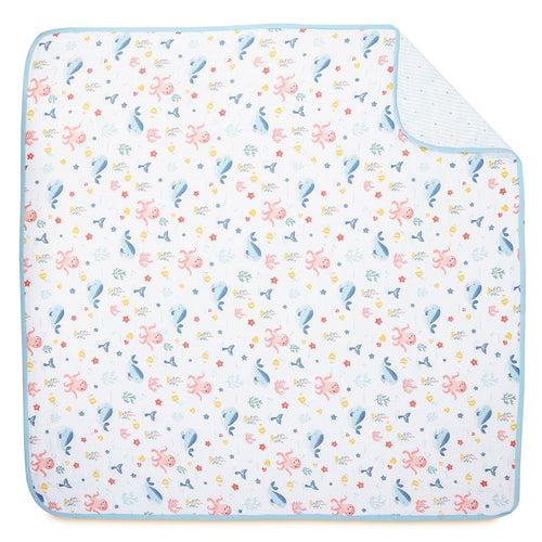 Vitamin Sea 100% Cotton Muslin Reversible Blanket for New Born Baby