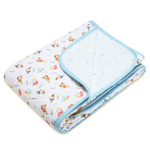 Peekaboo 100% Cotton Muslin Reversible Quilt for New Born Baby