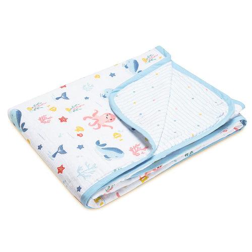 Vitamin Sea 100% Cotton Muslin Reversible Blanket for New Born Baby