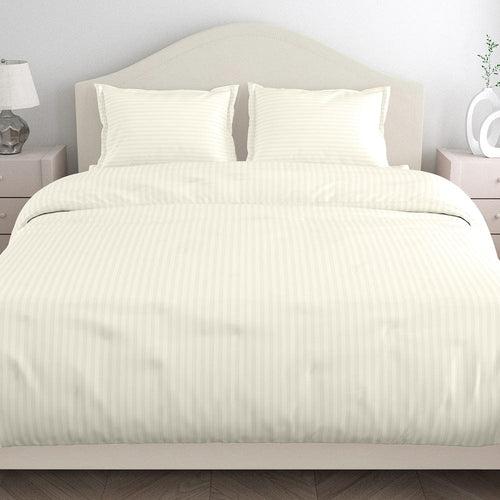 Ivory Satin Stripes Bedsheet, 210 TC