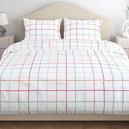 Rainbow Checks 100% Cotton Bedsheet, 186 TC