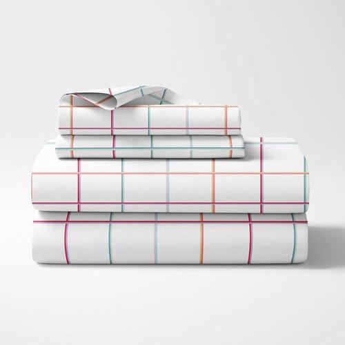 Rainbow Checks 100% Cotton Bedsheet, 186 TC