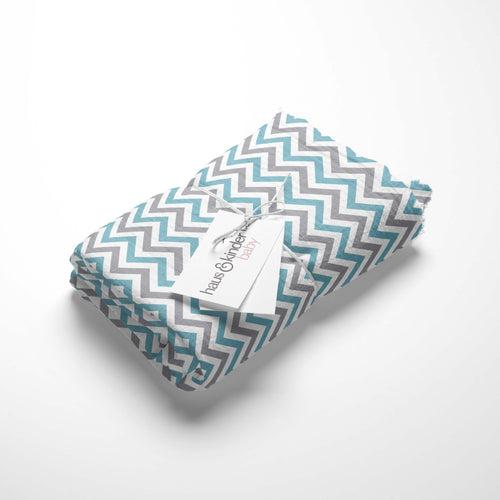 Chevron Stripes 100% Cotton Muslin Swaddles, Turquoise, Pack Of 3