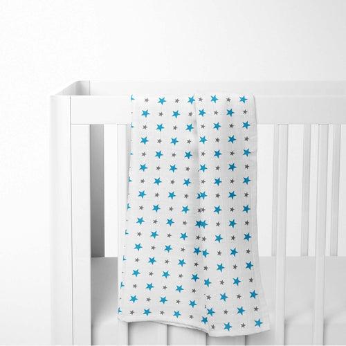 Chevron Stripes 100% Cotton Muslin Swaddles, Turquoise, Pack Of 3